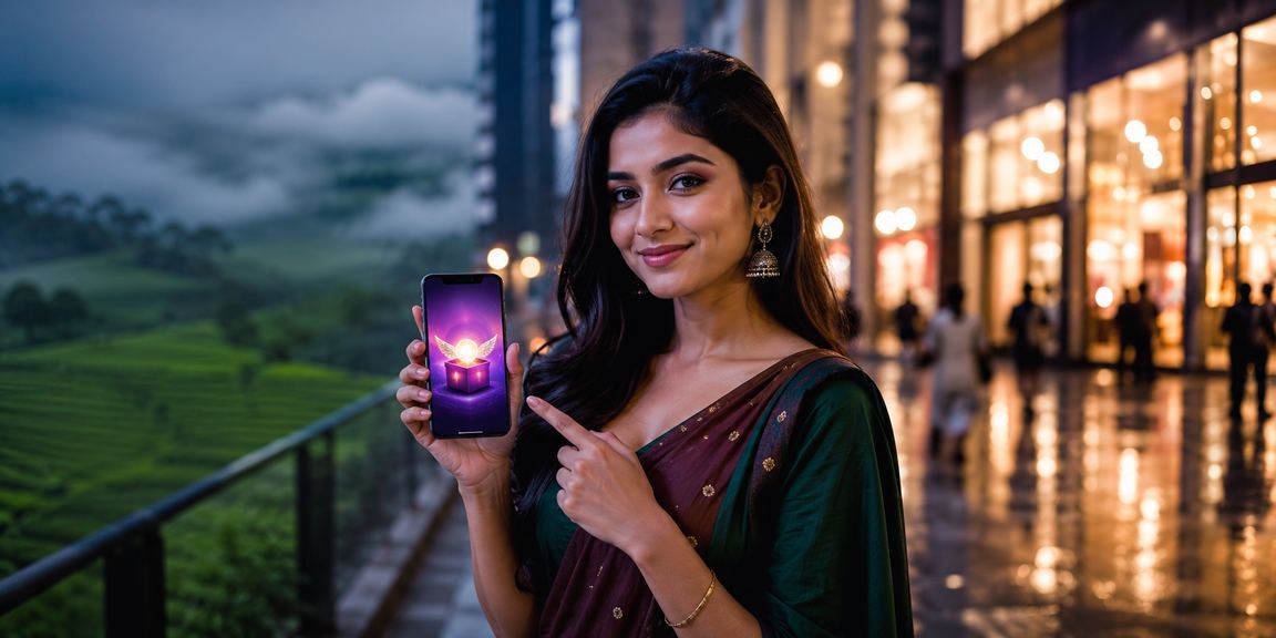 সিলেটের চা বাগানের প্রেক্ষাপটে মোবাইলে dhaka 887 লটারি উপভোগের দৃশ্য